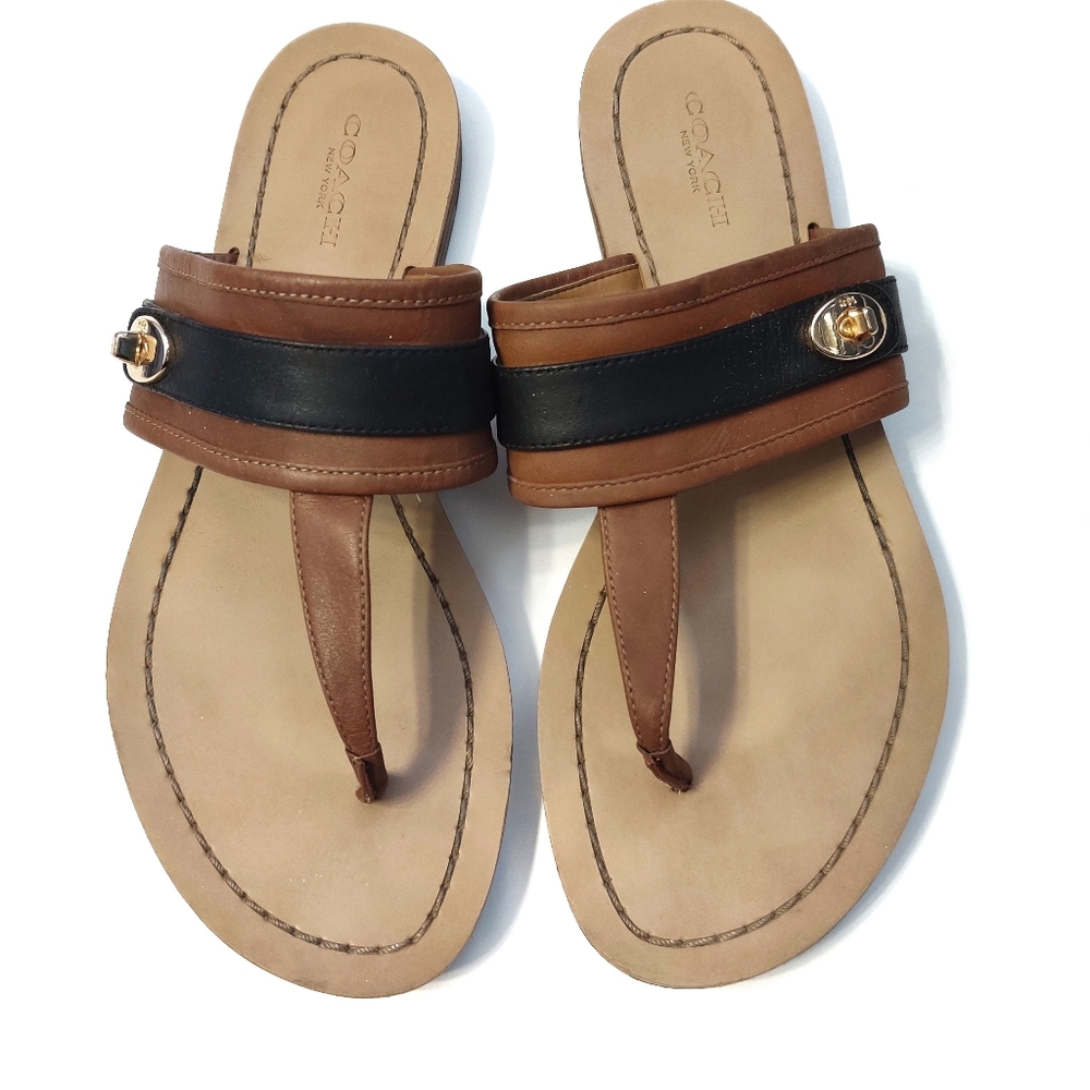 Coach Tan Leather Eileen Sandals